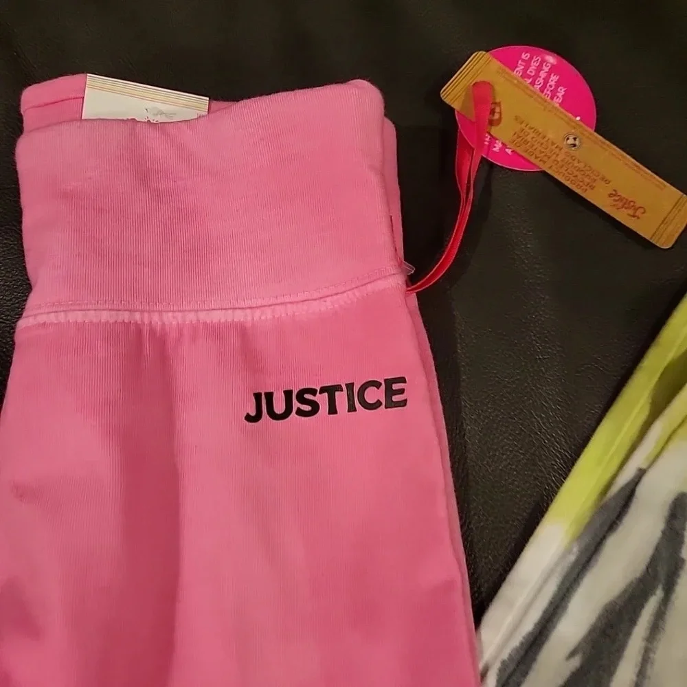 Girls Justice Small 7/8 Tie Dye Leggings‎ NWT Pink Green Sports